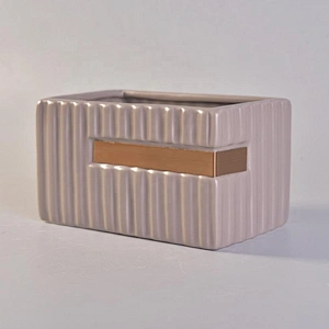 700ml Rectangular Ceramic Candle Holders Stripes Pattern Home Decoration Pieces
