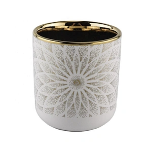 10oz ceramic candle vessels with gold printing
