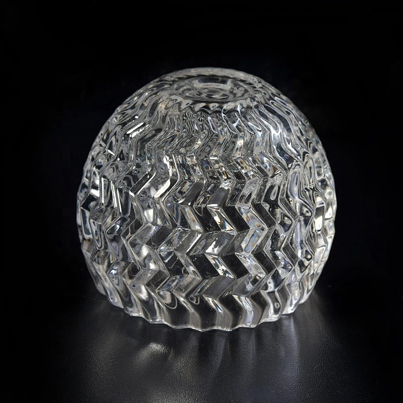 Embossed round Glass Candle container tea light candle bowl home Decor in bulk