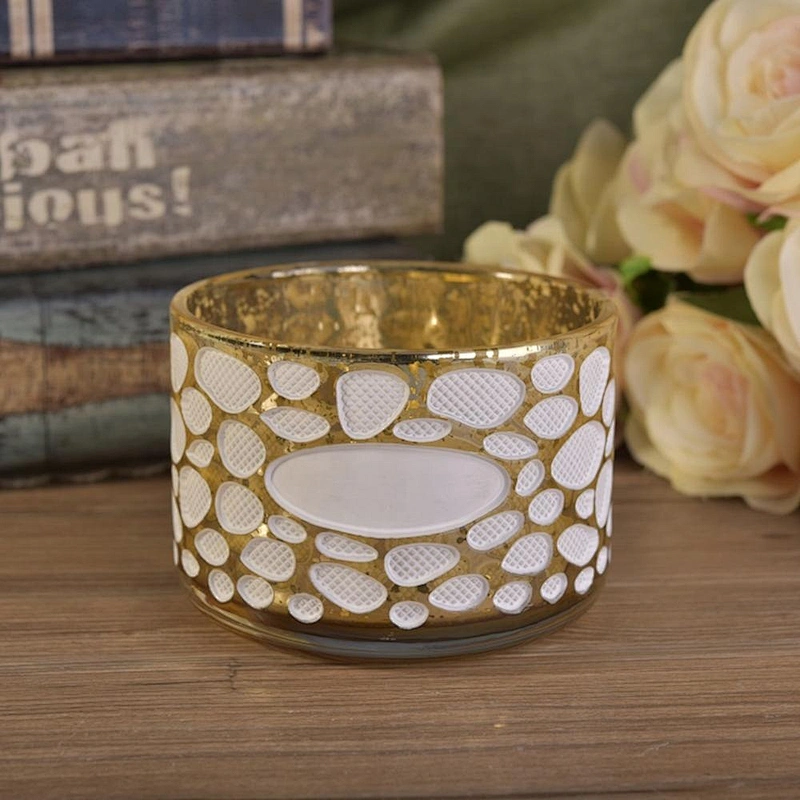 Luxury golden electroplated glass jar for candle making