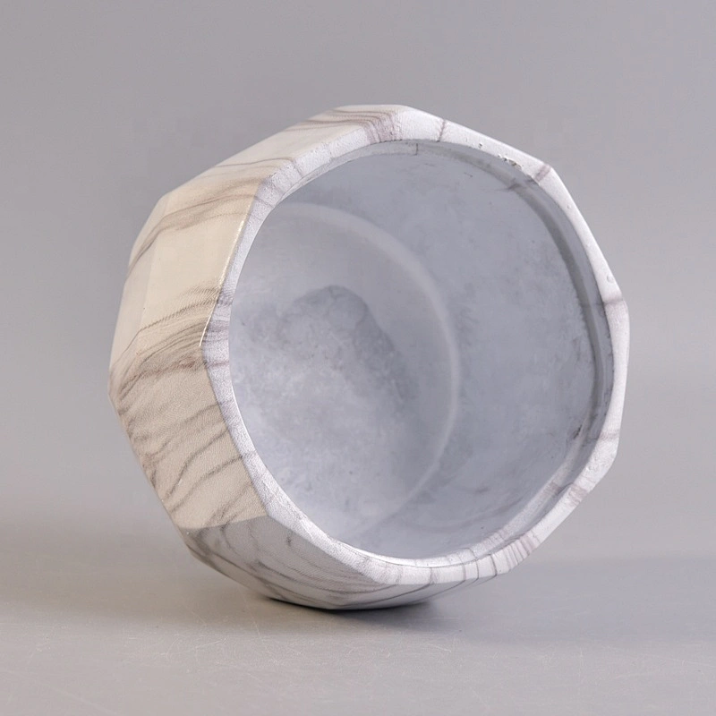 Polygon vintage concrete candle holders table use