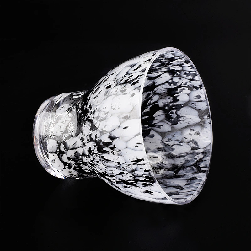 decorative glass vessel with base , 8 oz glass candle jar hand made