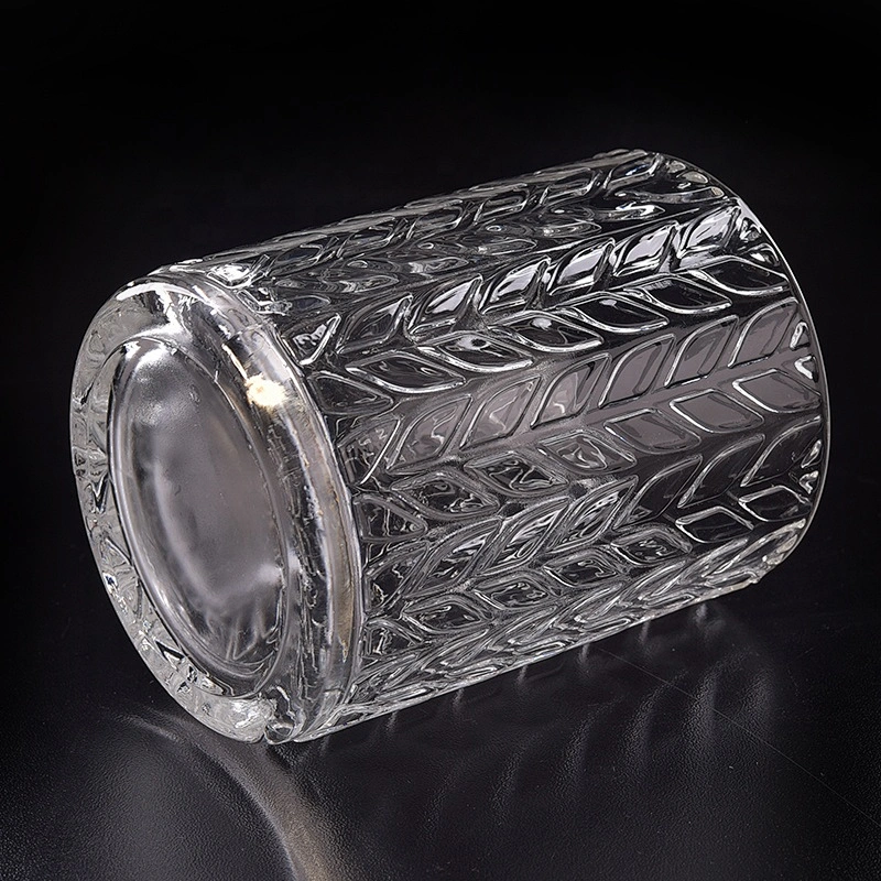 Clear leaf glass candle holder custom in bulk