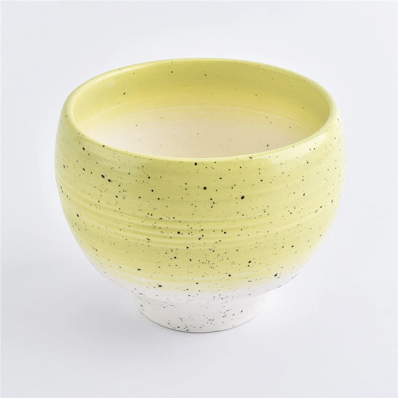 Sunny decorative ceramic candle vessel yellow color ceramic jars