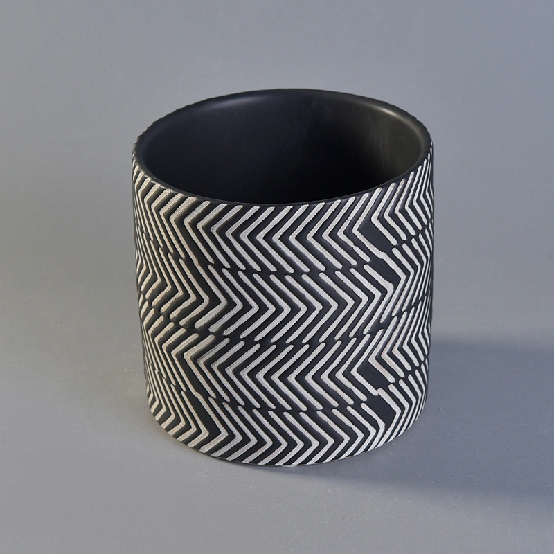 slant line pattern ceramic candle jars ceramic candle holders wholesales