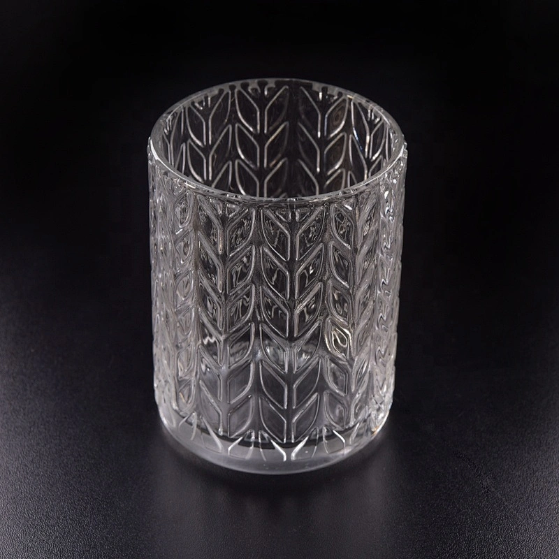 Clear leaf glass candle holder custom in bulk