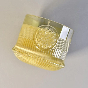 10oz Luxury custom yellow crystal candle glass jar for home decor
