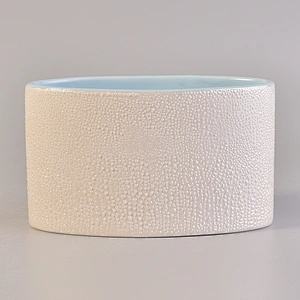 Hot sale decorative ceramic candle vessel moon shape candle jar
