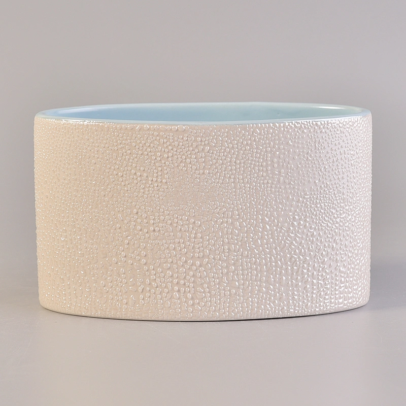 Hot sale decorative ceramic candle vessel moon shape candle jar