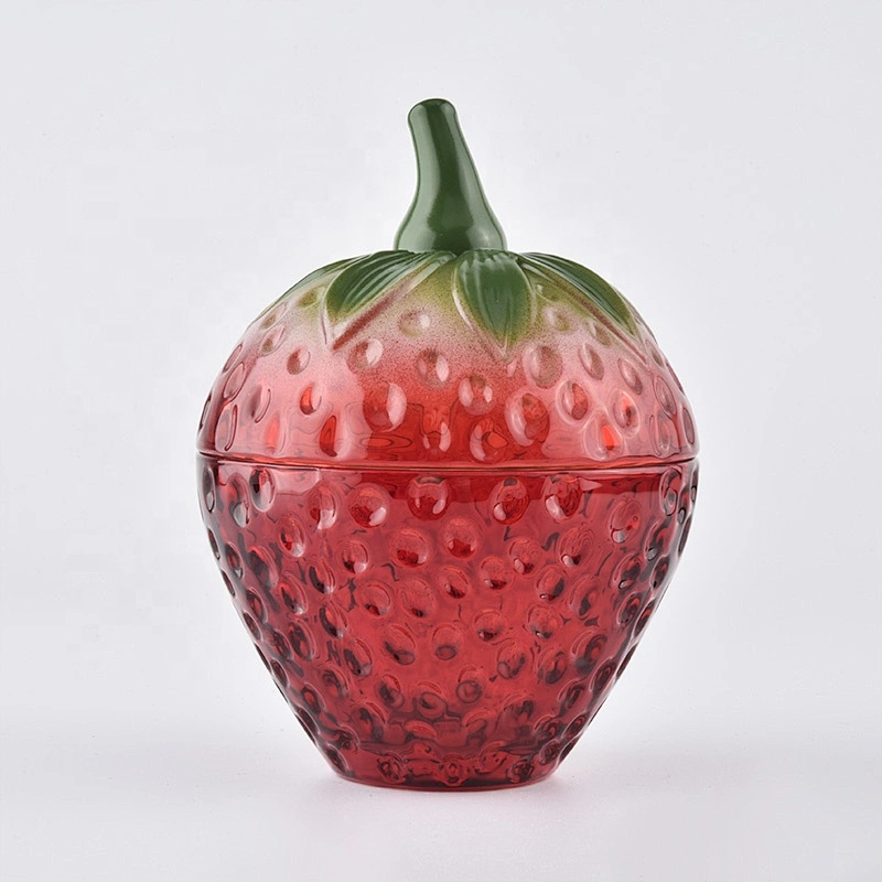 Strawberry shape glass candle holder with lids