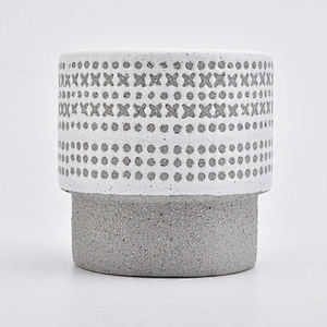 Custom made ceramic candle container grey candle holder home decoration