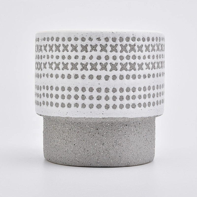Custom made ceramic candle container grey candle holder home decoration