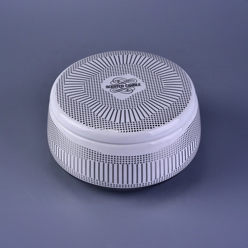 Sunny glassware custom logo silver tealight ceramic candle jar with lid