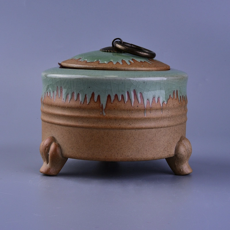 Wholesales decorative votive ceramic tin for candle with lid