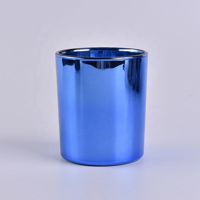wholesale blue glass electroplated tealight candle holder wedding decor