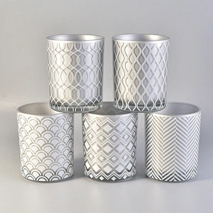 Hot selling silver custom finish cylinder candle glass holders