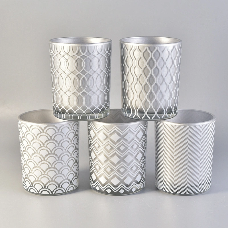 Hot selling silver custom finish cylinder candle glass holders