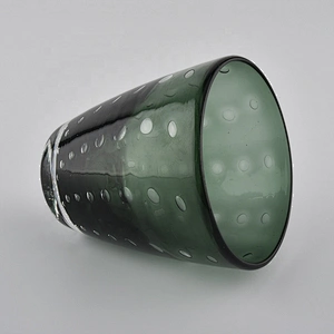 green colored glass candle votives with bubble finish