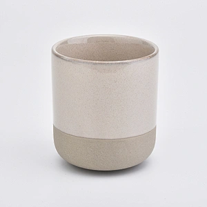 12 oz ceramic jar for candles, bicolor ceramic candle holders