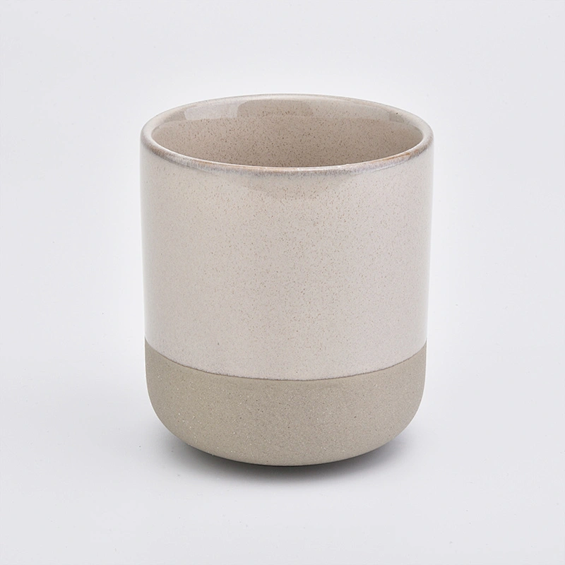 12 oz ceramic jar for candles, bicolor ceramic candle holders