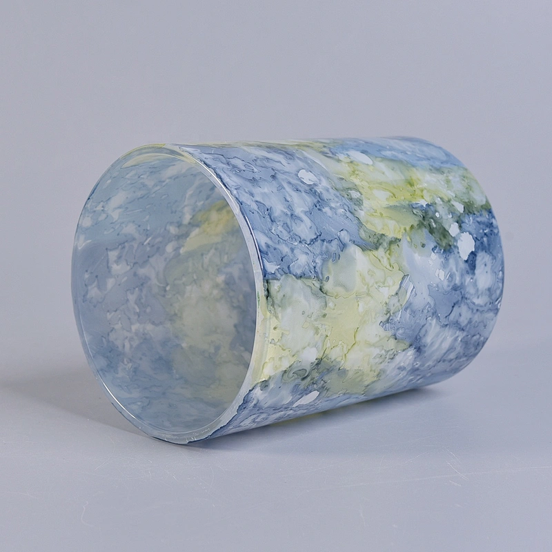 Bulk China marble cylinder empty ceramic candle jar holder