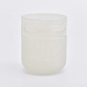 Empty customized striped candle container glass candle holder home decoration