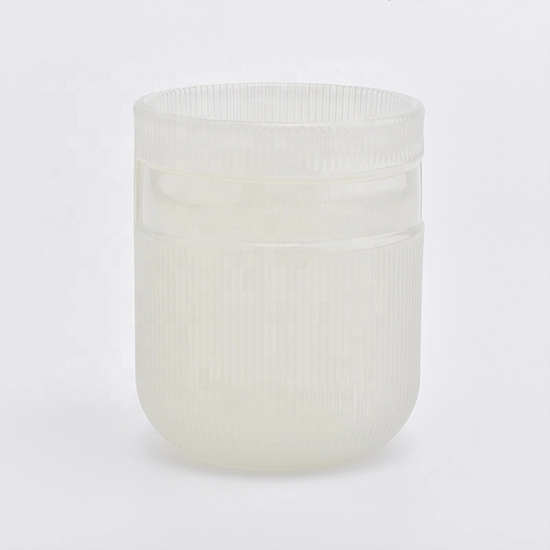 Empty customized striped candle container glass candle holder home decoration
