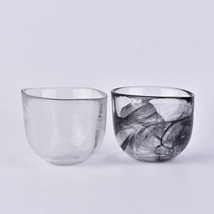 Random glass candle vessel hand made white color