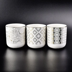 Wholesale Ceramic Candle Holder Wave Dots Pattern Metallic Designs Home Decoration