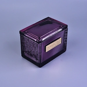 10oz 16oz 20oz Sunny spray scented empty square glass candle container with lids