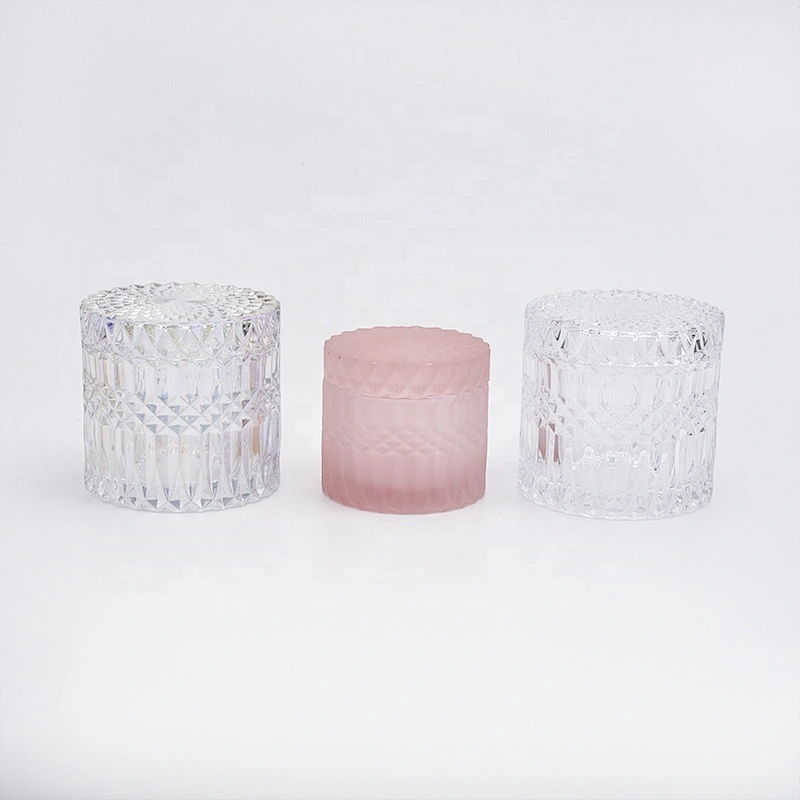 Matte recycled votive candle holders glass candle bottles with lid home decoration