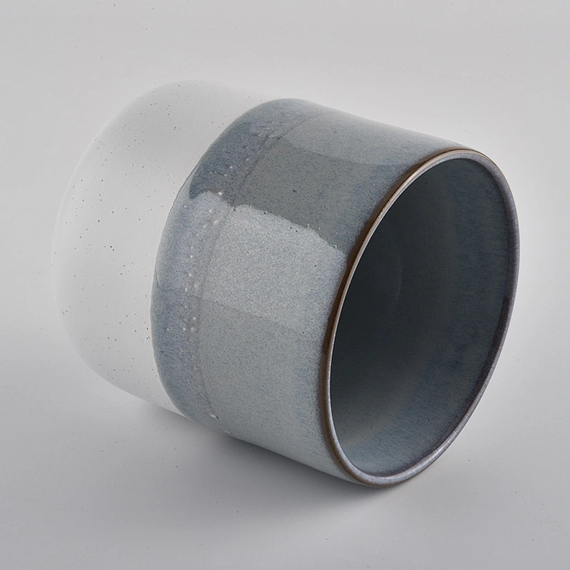 double color glazed ceramic candle holder, popular shape ceramic candle jars