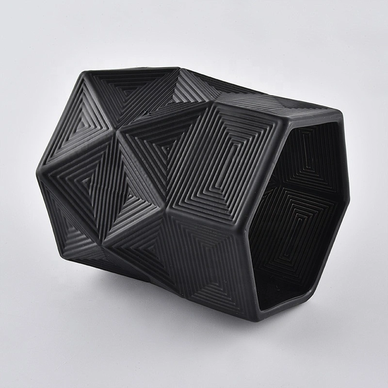 8oz 10oz 12oz Sunny black Luxury Hexagon custom glass candle jar