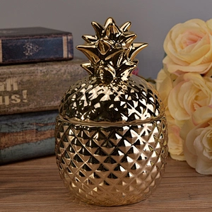 Pineapple luxury decorative ceramic candle jar with lid wholesale