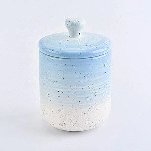 Sunny new design Luxury blue ceramic candle making jar with lid