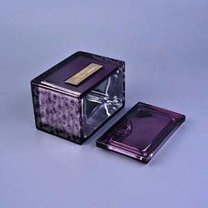 10oz 16oz 20oz Sunny spray scented empty square glass candle container with lids