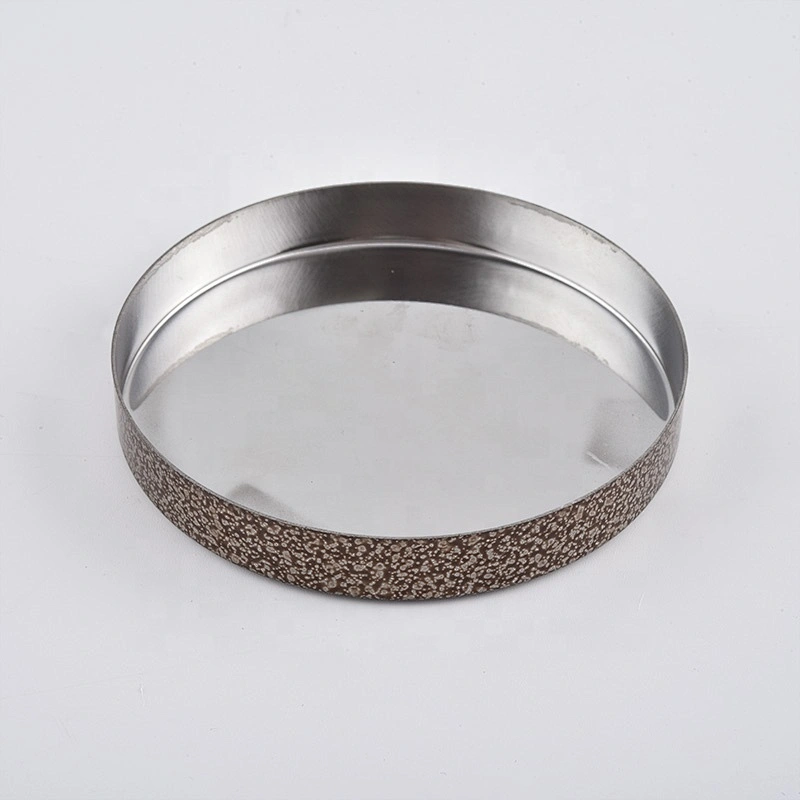 Custom round amber metal lid cover for candle jar holder