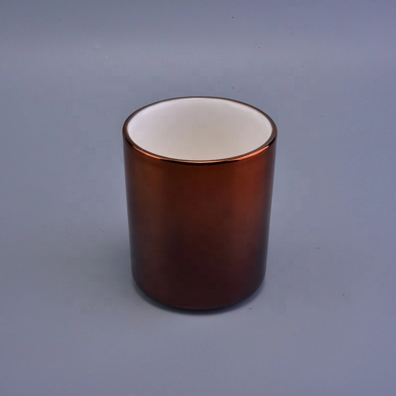 400ml Cylinder plating ceramic candle holder wholesales