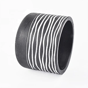 Wholesale black concrete candle containers stripe pattern home decoration