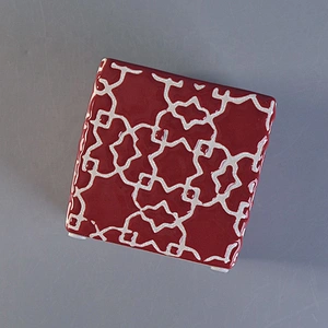 Vintage glazed square ceramic tealight candle jar candle holders home decoration wholesale