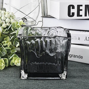 10oz 12oz 14oz Wholesales votive square black Luxury glass candle holder