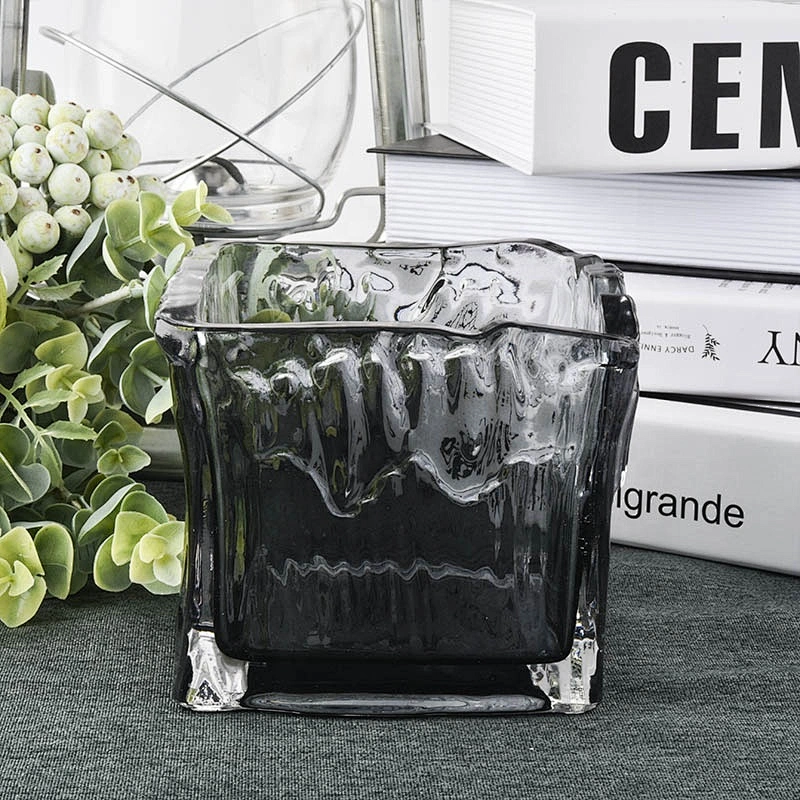 10oz 12oz 14oz Wholesales votive square black Luxury glass candle holder