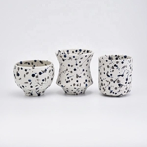 Antique handmade printing ceramic candle jars tea light candle tin holder home decor