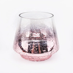 435ML Candle Jar Glass Candle Holder with Luxury Mercury Decorating Pink