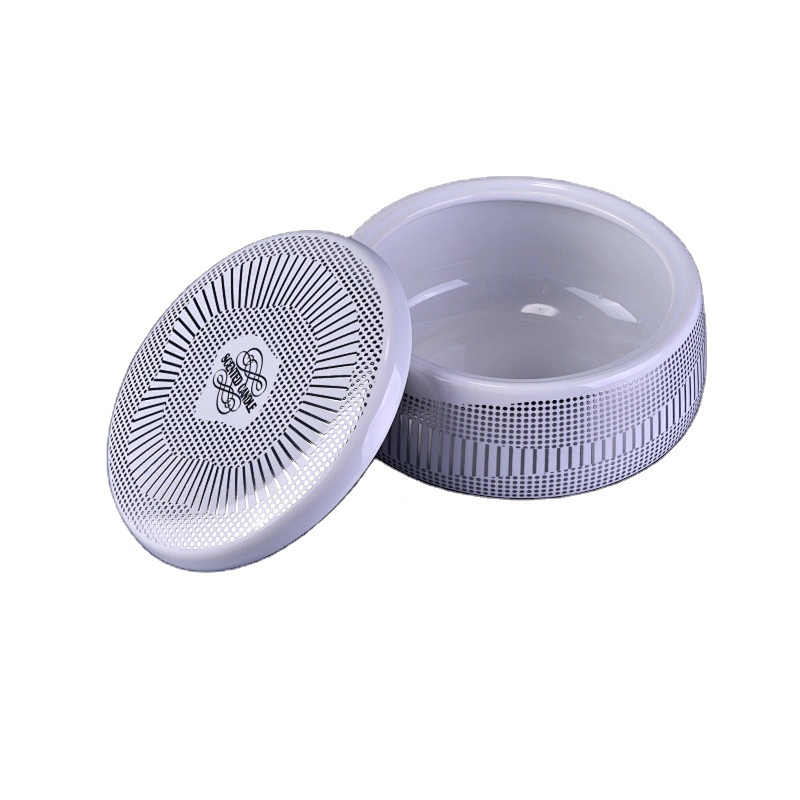 Sunny glassware custom logo silver tealight ceramic candle jar with lid