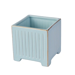 Wholesales custom square blue ceramic candle jar holders