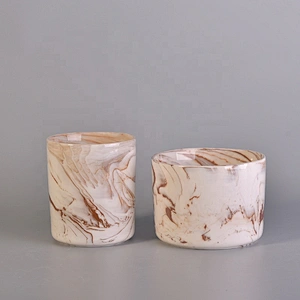 Cylinder marble ceramic candle jars for home decor