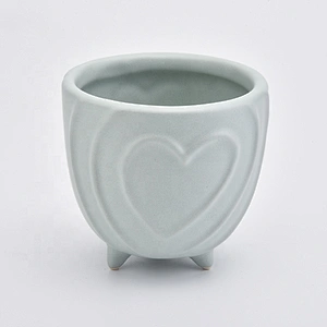 Vintage ceramic candle containers heart pattern candle holder wedding decoration