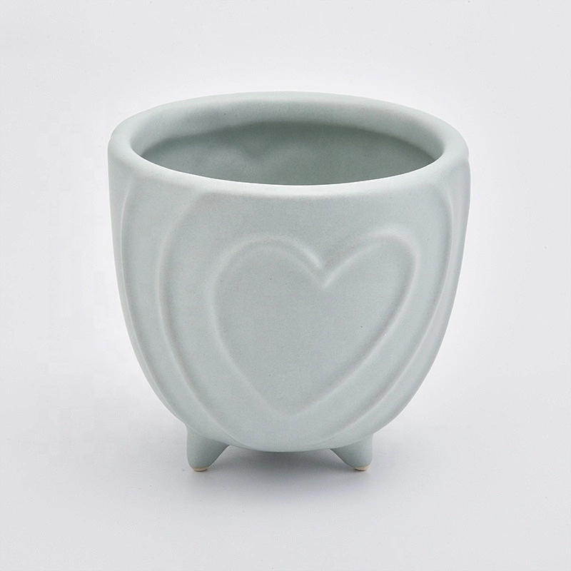 Vintage ceramic candle containers heart pattern candle holder wedding decoration