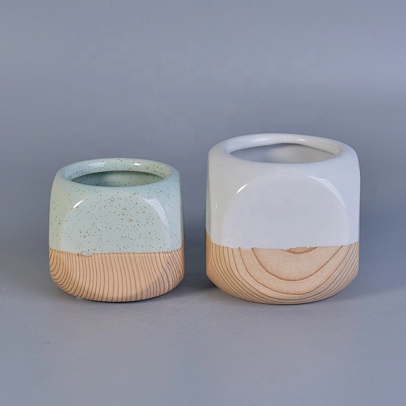 Mini empty ceramic candle jar square candle holder home decor
